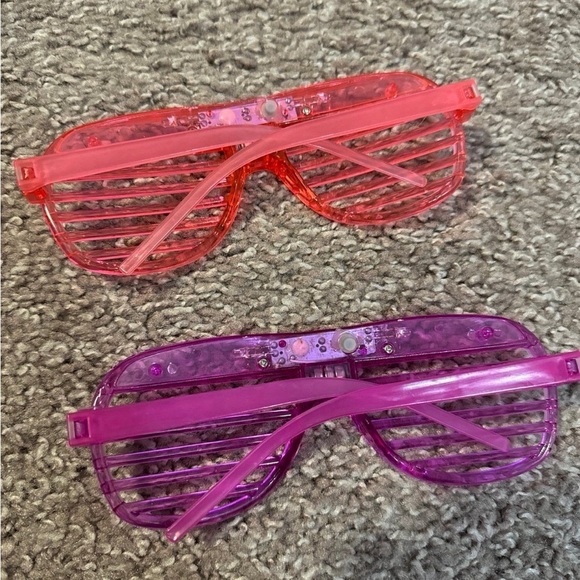 Plastic Light Up Party Shade Neon Glasses Pink Purple Rave Costume Y2K Set of 2 - Picture 5 of 5